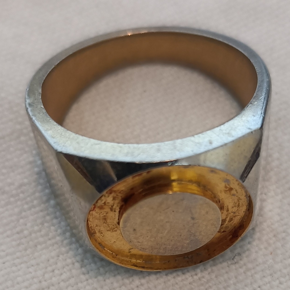Two-Tone Gold and Silver Statement Band Ring
